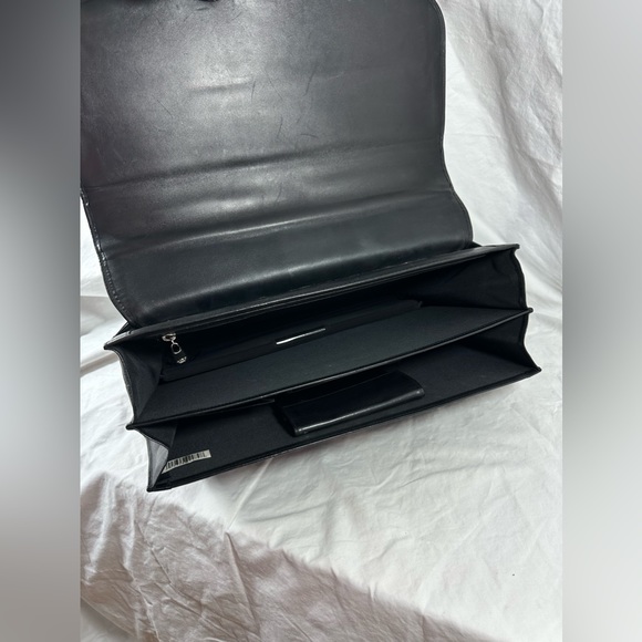 Vintage BOSCA double gusset black leather briefcase with shoulder strap - Picture 13 of 14